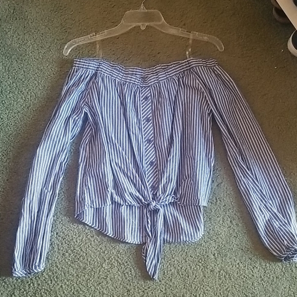 Active USA Tops - Off shoulder stripped blouse